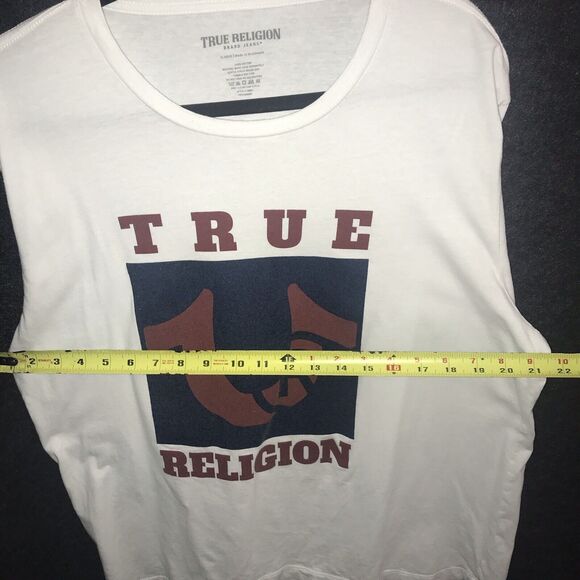 True Religion Men's Blue Red Horseshoe With R inside Graphic T-Shirt Size XL Tee - Picture 5 of 8